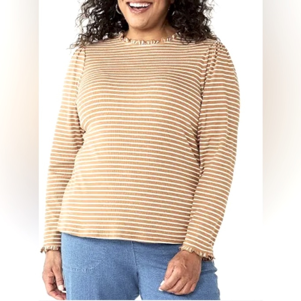 NWT Croft & Barrow Long Sleeve Ruffle Neck Top XXL